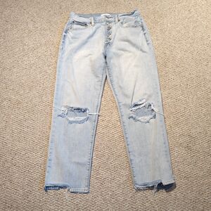 Pistola Charlie High Rise Straight Leg Jeans 28 Ankle Crop Distressed Button Fly